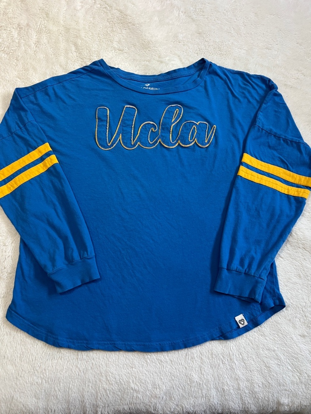 UCLA Women’s Blue Long-Sleeve Tee with Yellow Stripes